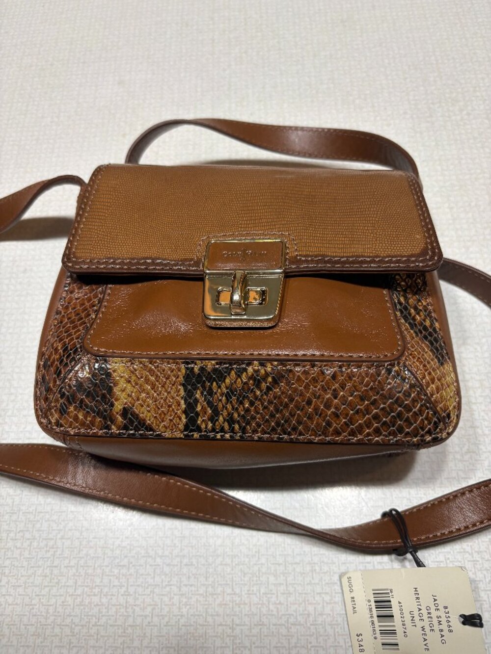 NWT Brown & Snake Print Leather Cole Haan Crossbody